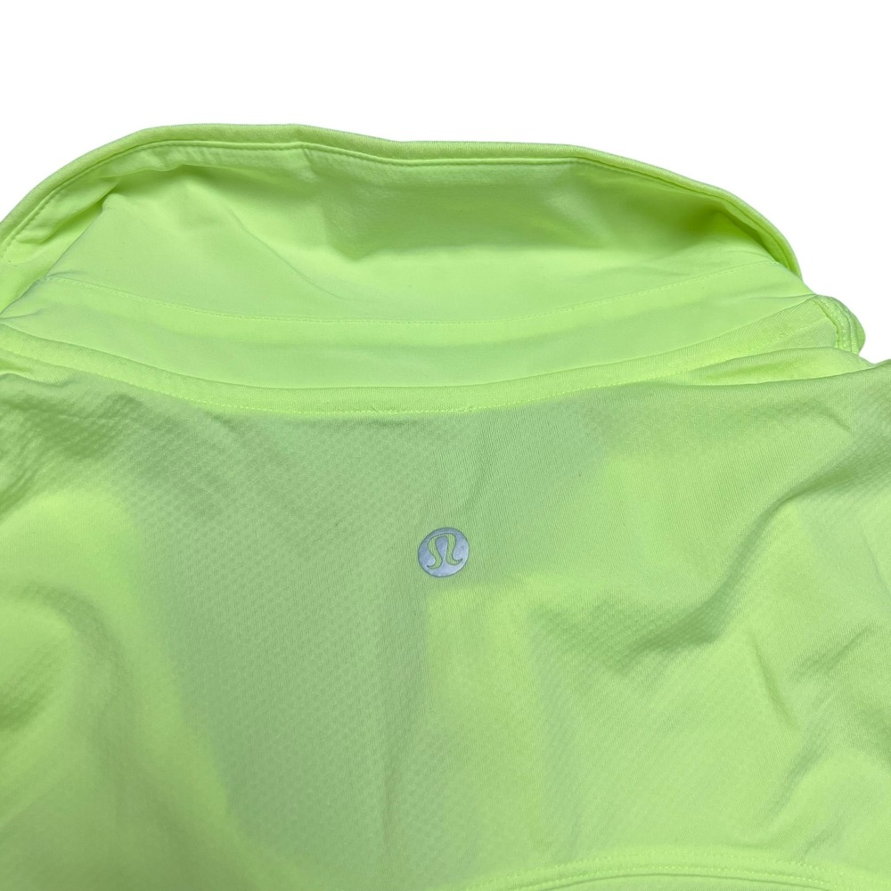 Lululemon Womens Neon Lime Green Short Sleeve Golf Tennis Polo Shirt Sz L XL - Picture 3 of 6